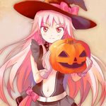  hat jack-o'-lantern long_hair looking_at_viewer navel original shati smile solo very_long_hair witch_hat 