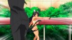  animated animated_gif black_hair bouncing_breasts breasts dark_skin fighting homura_(senran_kagura) large_breasts nude ponytail screencap senran_kagura sword tan weapon 