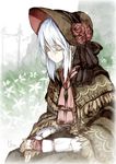  ascot bloodborne bonnet capelet closed_eyes gloves hong_(white_spider) jewelry long_hair necklace plain_doll silver_hair skirt sleeping sleeping_upright solo 