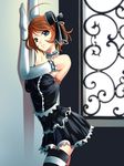  against_wall arm_garter bad_source bare_shoulders blue_eyes breast_press breasts bustier cowboy_shot dress elbow_gloves frilled_skirt frills gloves gothic_lolita hair_ribbon hoshina_miyu kimi_no_iru_machi lolita_fashion medium_breasts official_art orange_hair parted_lips ribbon seo_kouji short_hair skirt solo standing striped striped_legwear thighhighs white_gloves window zettai_ryouiki 