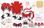  absurdres ahoge aqua_eyes artist_name bikini black_bikini breasts character_name cleavage demon_wings el_joey high_school_dxd highres long_hair medium_breasts navel paper_cutout papercraft red_hair rias_gremory smile solo swimsuit watermark web_address wings 