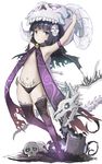  armpits bad_id bad_pixiv_id black_eyes black_hair hair_ornament kakeku long_hair looking_at_viewer navel original skull skull_hair_ornament solo tail thighhighs wings 