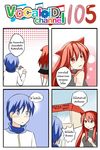  1girl 4koma animal_ears blue_hair blush cat_ears catstudioinc_(punepuni) coin comic commentary_request highres kaito left-to-right_manga long_hair looking_back original pointing puni_(miku_plus) red_eyes red_hair restaurant reverse_translation sleeveless thai translated vocaloid wallet 