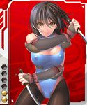  1girl aikawa_arisa artist_request bodysuit breasts cleavage erect_nipples kagachi_tomori large_breasts lilith-soft ninja short_hair sword taimanin_asagi taimanin_asagi_battle_arena weapon 