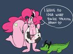  alligator anthro big_breasts breasts cleavage clothed clothing earth_pony english_text equine female friendship_is_magic gummy_(mlp) horse male mammal my_little_pony pinkie_pie_(mlp) pony reptile scalie somescrub text 
