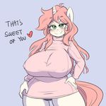  &lt;3 anthro big_breasts blush breasts camel_toe chubby clothing dialogue doggie999 fan_character female friendship_is_magic my_little_pony solo underwear 