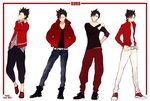 arms_behind_back belt black_hair boots full_body grey_eyes haikyuu!! hands_in_pockets jacket kuroo_tetsurou looking_at_viewer looking_to_the_side male_focus md5_mismatch multiple_views one_eye_covered open_clothes open_jacket pants short_hair smile standing white_background yasai_(getsu) 