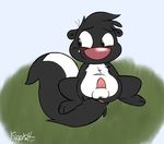  anus blush cartoon cub grass kippykat male mammal penis skunk skunk_(skunk_fu) skunk_fu solo young 