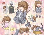  :3 =_= ahoge alternate_costume animal_ears bare_shoulders barefoot black_serafuku black_skirt brown_eyes brown_hair cat_ears cat_tail closed_eyes commentary_request crescent crying fang food fumizuki_(kantai_collection) glasses hair_between_eyes ice_cream ice_cream_cone ice_cream_cone_spill jack_(slaintheva) kantai_collection kemonomimi_mode kneehighs long_hair long_sleeves neckerchief o_o open_mouth partially_translated pleated_skirt ponytail school_uniform semi-rimless_eyewear serafuku skirt tail tears translation_request trembling under-rim_eyewear wavy_mouth white_neckwear younger 