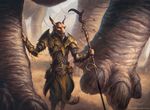 ainok anthro armor canine feet feral group macro magic_the_gathering magic_user mammal official_art oils painting_(artwork) polearm restricted_palette scott_murphy shaman signature size_difference solo_focus staff standing traditional_media_(artwork) tribal_spellcaster walking weapon 