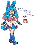  ambiguous_gender animal_ears avian bird blue_hair boots bow cute dress eeveelution gijinka hair human invalid_tag japanese_text male mammal multicolored_hair navel nintendo open_mouth penguin pink_hair piplup plain_background pok&eacute;mon ribbons skirt standing sylveon teeth text translation_request video_games 草薙芳_(artist) 