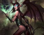 armor blue_eyes claws dan_scott demon_girl highres horns pointy_ears purple_hair solo succubus warcraft whip wings world_of_warcraft 