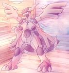  anthro anthrofied areola barefoot big_nipples blush breasts claws dragon female hi_res legendary_pok&eacute;mon looking_at_viewer navel nintendo nipples nude patohoro pok&eacute;mon pussy smile solo standing sweat toe_claws video_games wings zekrom 