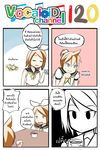  1girl 4koma ascot blonde_hair brother_and_sister catstudioinc_(punepuni) clenched_hand color_drain comic commentary crack cup hair_ribbon head_bump highres kagamine_len kagamine_rin left-to-right_manga mug ponytail ribbon sailor_collar siblings thai translated vocaloid 