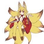  1girl animal_ears blonde_hair disgaea fox_ears fox_tail fuyuhara makai_senki_disgaea_5 monster_girl nine-tailed_fox_(disgaea) red_eyes tail 