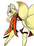  1girl animal_ears ass blonde_hair disgaea fox_ears fox_tail from_behind makai_senki_disgaea_5 monster_girl multiple_tails nine-tailed_fox_(disgaea) red_eyes tail tonu 