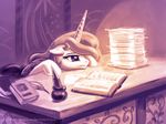  2012 book equine female friendship_is_magic horn inkwell karol_pawlinski mammal monochrome my_little_pony paper princess_celestia_(mlp) quill sitting solo winged_unicorn wings 