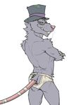  2014 anthro butt claws clothing fur league_of_legends looking_at_viewer male mammal plain_background rat rodent solo standing teeth themonkey twitch underwear video_games white_background 