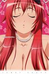  1girl absurdres breasts cleavage eyes_closed female flower highres hyakka_ryouran:_samurai_girls hyakka_ryouran_samurai_girls kiss large_breasts long_hair parted_lips red_hair solo yagyu_jubei 