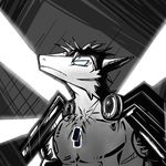  abs biceps black_fur black_hair blue_eyes claws clothing discordnight fangs fur hair male mammal muscles necklace pants pecs science_fiction sergal standing toned wlo2372896 