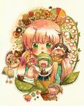  chocolate fairy_(jintai) flower grass green_eyes jinrui_wa_suitai_shimashita long_hair pink_hair plant watashi_(jintai) yuno_(corosuke4869) 