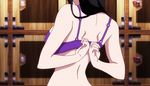  2girls animated animated_gif black_hair bra breasts head_out_of_frame honda_(nisekoi) large_breasts long_hair multiple_girls nisekoi no_nipples purple_bra tachibana_marika towel underwear undressing 