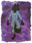  2014 anthro black_fur canine claws foxjump fur lance_bishop male mammal matuska solo space toe_claws wolf 