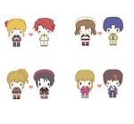  5boys :&gt; ^_^ bad_id bad_pixiv_id beatrice black_hair blonde_hair blue_eyes brown_eyes brown_hair chibi closed_eyes flower green_eyes grey_eyes hair_flower hair_ornament hat heart ichigo_kocha kanon_(umineko) multicolored_hair multiple_boys multiple_girls necktie ponytail red_hair shannon smile streaked_hair two-tone_hair umineko_no_naku_koro_ni ushiromiya_battler ushiromiya_george ushiromiya_jessica ushiromiya_lion willard_h_wright yellow_eyes 