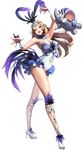  alternate_costume arm_up bare_shoulders breasts chaos_online dancing detached_collar elephant feathers full_body garitos high_heels highres large_breasts leotard light_brown_hair long_hair long_legs looking_at_viewer love_cacao official_art open_mouth red_eyes solo transparent_background 