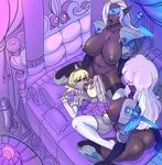  anal armor condom crown cum dark_elf elf futanari huge_penis kyne maniacpaint multiple_girls non-web_source penis pointy_ears princess princess_claire silice 