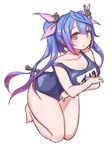  blue_hair breasts hair_ornament highres i-19_(kantai_collection) kantai_collection large_breasts long_hair one-piece_swimsuit purple_eyes school_swimsuit solo star star-shaped_pupils swimsuit symbol-shaped_pupils twintails zenn 