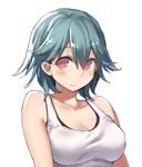  bare_shoulders blush breasts chemise cleavage collarbone grey_hair kantai_collection large_breasts looking_at_viewer red_eyes solo takao_(kantai_collection) upper_body zenn 