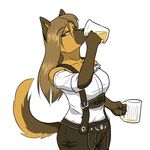  alcohol anthro beer beverage canine dog e621 female german_shepherd hair leather lederhosen long_hair mammal plain_background ricedawg solo white_background 