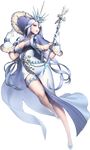 alternate_costume blue_eyes breasts chaos_online full_body gloves herjuna highres jewelry large_breasts long_hair love_cacao necklace official_art purple_hair shoes snowflakes solo staff transparent_background very_long_hair 