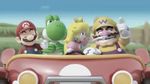  1girl 3boys animated animated_gif mario mario_party multiple_boys nintendo peach princess princess_peach super_mario_bros. wario yoshi 