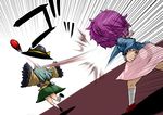  ball commentary dress hat hat_removed headwear_removed komeiji_koishi komeiji_satori kuri-magu_kuroguro multiple_girls running siblings sisters skirt third_eye throwing touhou 