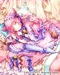  animal_ears ball bed bell bell_collar bonnet bow canopy_bed cat_ears cat_tail cat_teaser collar dress long_hair lying official_art on_side original pillow pink_dress pink_hair puffy_short_sleeves puffy_sleeves ribbon short_sleeves sleeping solo stuffed_animal stuffed_mouse stuffed_toy tail tail_bell tail_bow tenkuu_no_crystalia toy very_long_hair wavy_hair wool wrist_ribbon yarn yarn_ball yukiko_(tesseract) 
