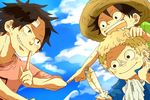  3boys brothers family male male_focus monkey_d_luffy multiple_boys one_piece portgas_d_ace sabo_(one_piece) siblings smile trio younger 