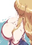  arc_the_lad arc_the_lad_ii bare_shoulders blonde_hair breasts cleavage detached_sleeves downblouse from_above huge_breasts lieza long_hair pointy_ears sidelocks solo tokyo_(great_akuta) water 