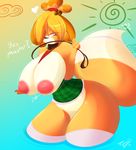  &lt;3 2015 animal_crossing anthro areola big_breasts breasts canine dog english_text erect_nipples female huge_breasts isabelle_(animal_crossing) mammal nintendo nipples solo text tiger1001 video_games 