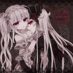  alice_claudia bare_shoulders choker cross english fang gloves gothic_lolita hairband halloween happy_halloween lolita_fashion lolita_hairband long_hair multiple_girls neck original purple_eyes red_eyes revision rolo_noir side_ponytail silver_hair trick_or_treat tsukikage_nemu vampire very_long_hair white_hair yuri 