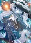  :&lt; black_footwear black_gloves blue_eyes bodysuit boots cane cape gloves glowing glowing_eyes headgear kantai_collection long_hair looking_at_viewer pale_skin shinkaisei-kan silver_hair solo sora_(dkssud6580) tentacles white_skin wo-class_aircraft_carrier 