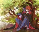  animal animal_on_shoulder arthur_(code_geass) bad_id bad_pixiv_id camelot cat code_geass kururugi_suzaku male_focus outdoors sitting solo tree under_tree 