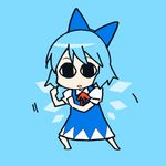  absurdres bad_id bad_pixiv_id blue_hair bow chibi cirno hair_bow highres katou_haruaki ribbon simple_background slit_pupils solo touhou wings 
