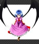  akeno_(akenosora) bat_wings blue_hair hat highres remilia_scarlet short_hair solo touhou wings 