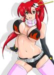  bikini_top boing bounce bouncing_breasts breasts fingerless_gloves gloves hotpants huge_breasts long_hair ponytail red_hair redhead short_shorts shorts skull tengen_toppa_gurren-lagann tengen_toppa_gurren_lagann thigh-highs thighhighs yoko_littner yoko_ritona 