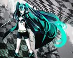  aqua_hair bad_id bad_pixiv_id black_rock_shooter black_rock_shooter_(character) black_rock_shooter_(character)_(cosplay) cosplay detached_sleeves hatsune_miku lento_(water) solo twintails vocaloid 