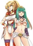  blonde_hair blue_eyes breasts cleavage crown ephemeral_fantasia green_eyes green_hair long_hair loreille mizuryu_kei mizuryuu_kei ponytail rummy under_boob underboob 