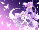  bad_id bad_pixiv_id covering_mouth dual_wielding fan folding_fan ghost hairband hat holding katana konpaku_youmu konpaku_youmu_(ghost) multiple_girls pink_hair poprication red_eyes saigyouji_yuyuko short_hair silver_hair sword touhou weapon x_arms 