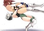  alternate_costume bandages boots borrowed_design breasts cross-laced_footwear fingerless_gloves german_suplex gloves green_eyes hair_bobbles hair_ornament hairband jpeg_artifacts knee_boots konpaku_youmu lace-up_boots large_breasts multiple_girls onozuka_komachi red_eyes red_hair short_hair sideboob silver_hair simple_background small_breasts suplex thighhighs tobisawa touhou two_side_up white_background white_footwear wrestling wrestling_outfit 